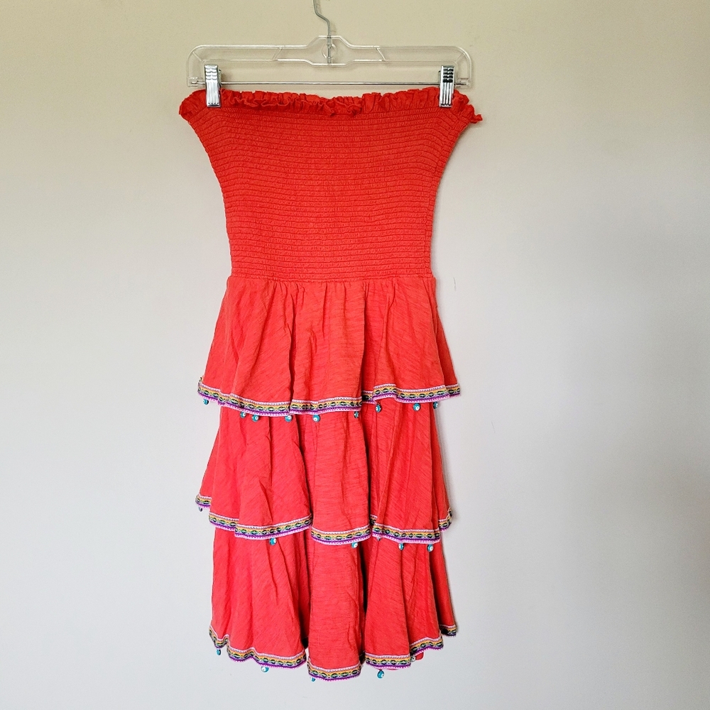 Pitusa‎ Strapless Tiered Mini Convertiable Dress Beach Coverup Evil Eye C…